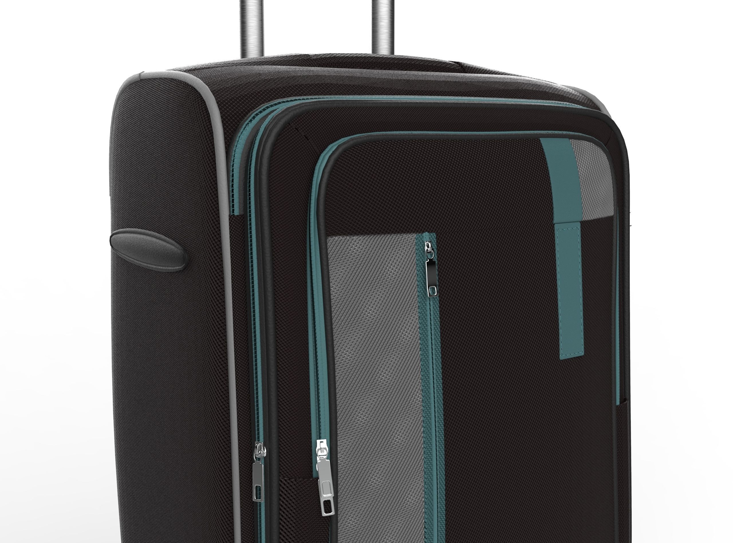 Black Suitcase Low-poly 3D model_1