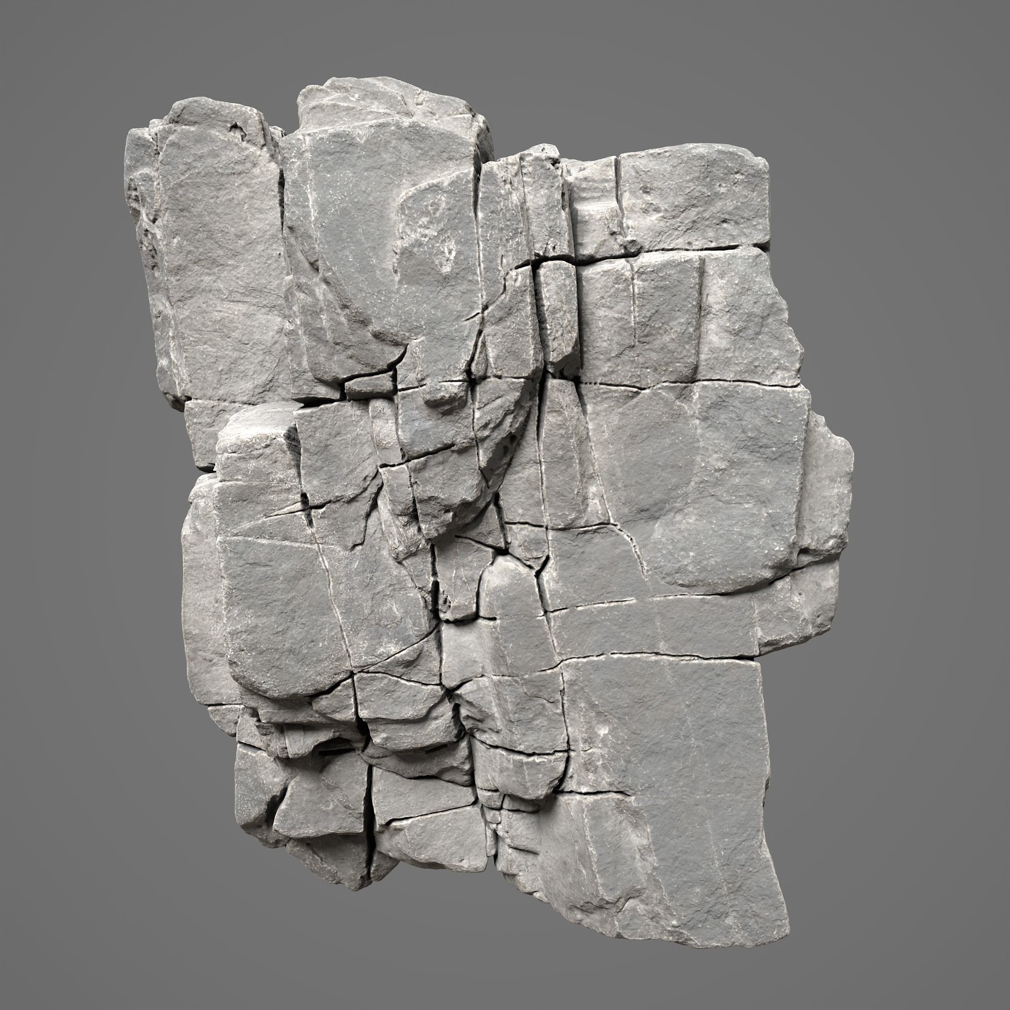 Low Poly Black Cracked Cliff Rock 231012 Low-poly 3D model_15