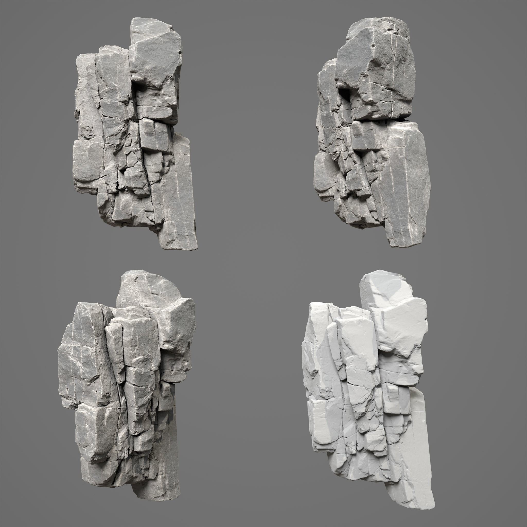 Low Poly Black Cracked Cliff Rock 231012 Low-poly 3D model_12