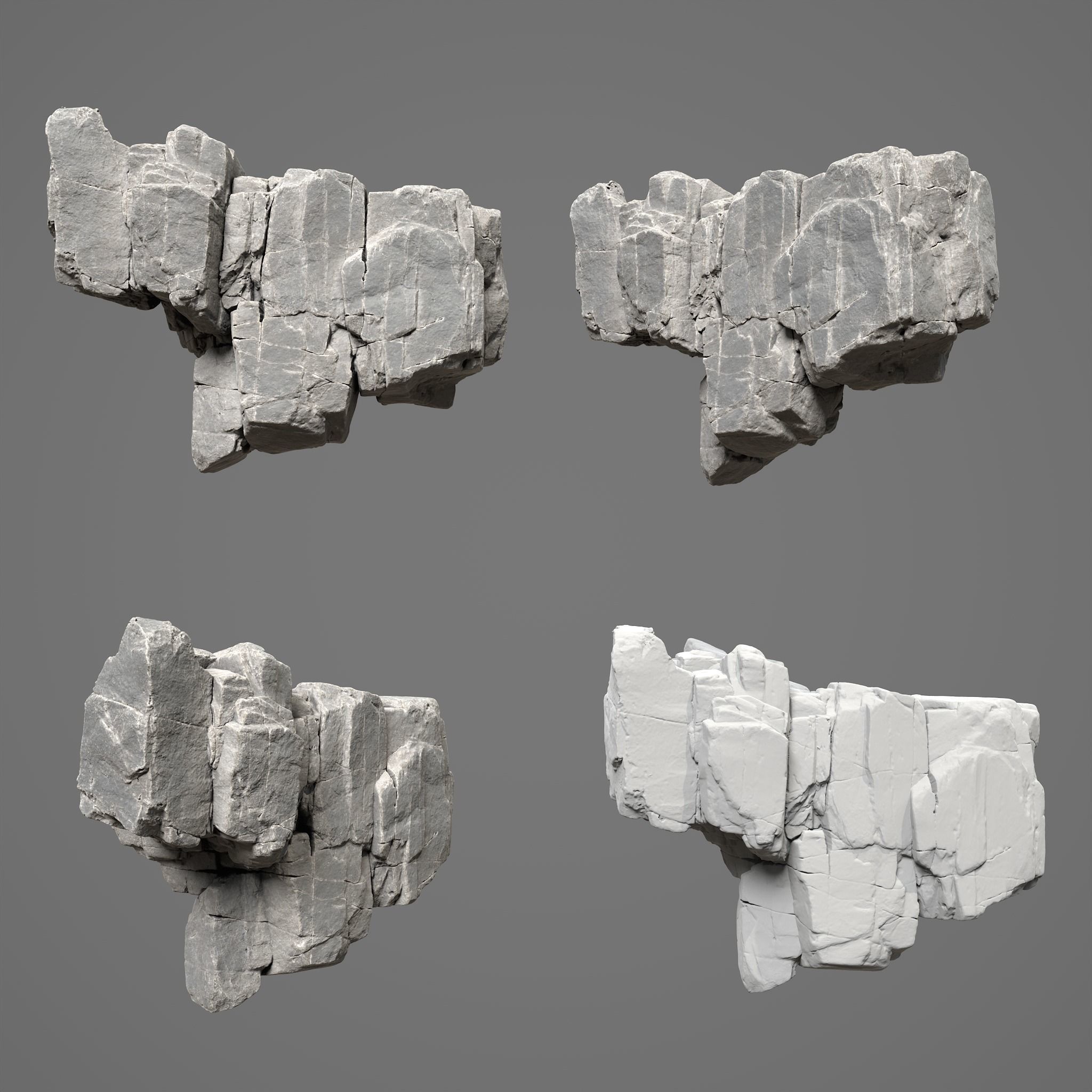 Low Poly Black Cracked Cliff Rock 231012 Low-poly 3D model_8