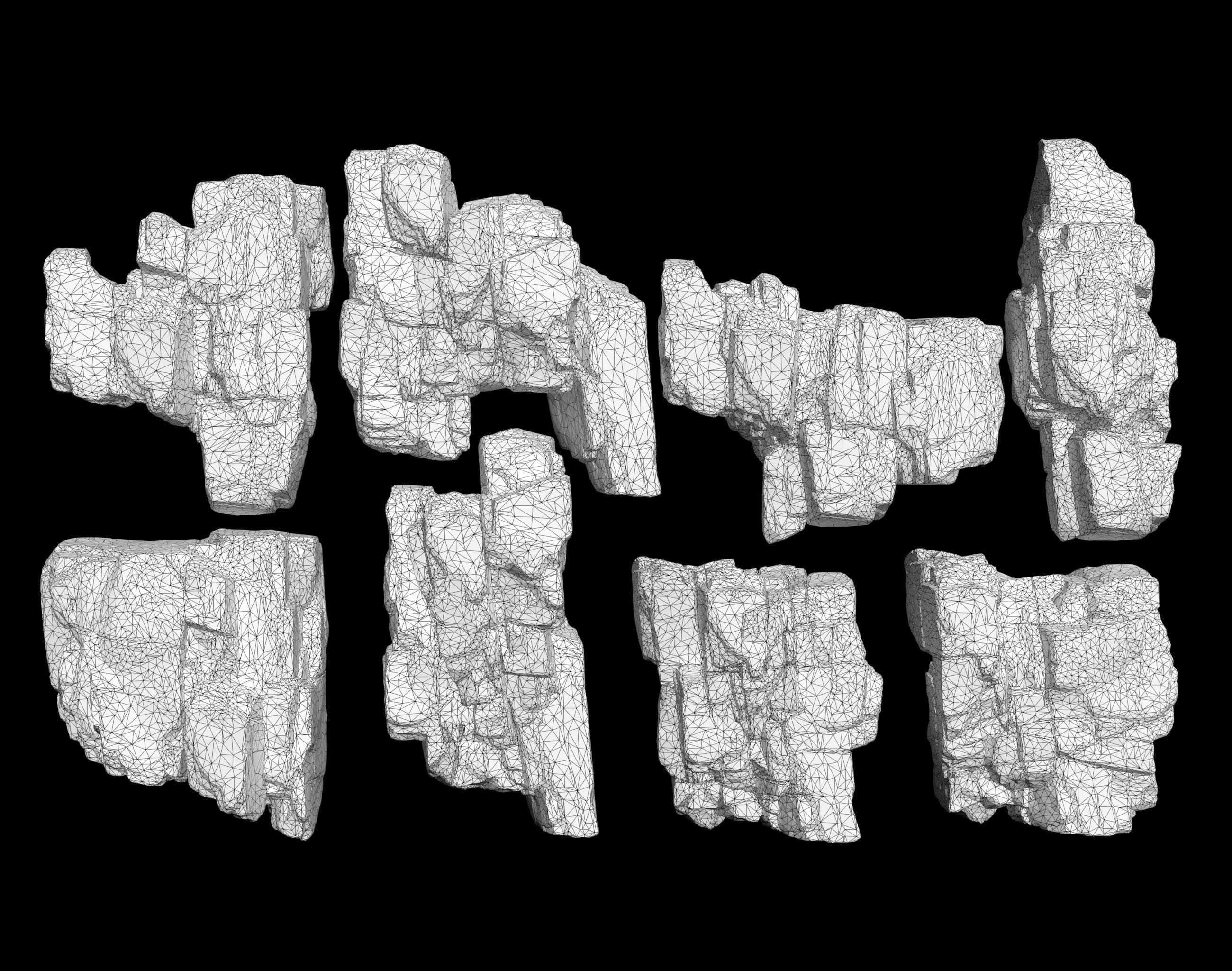 Low Poly Black Cracked Cliff Rock 231012 Low-poly 3D model_2
