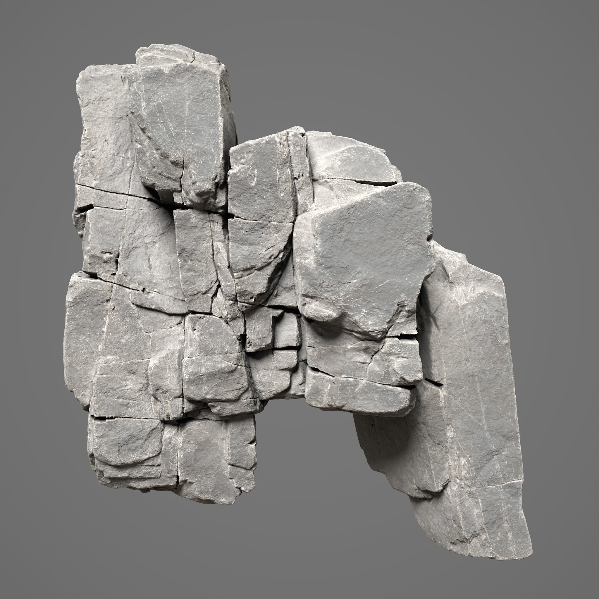Low Poly Black Cracked Cliff Rock 231012 Low-poly 3D model_13