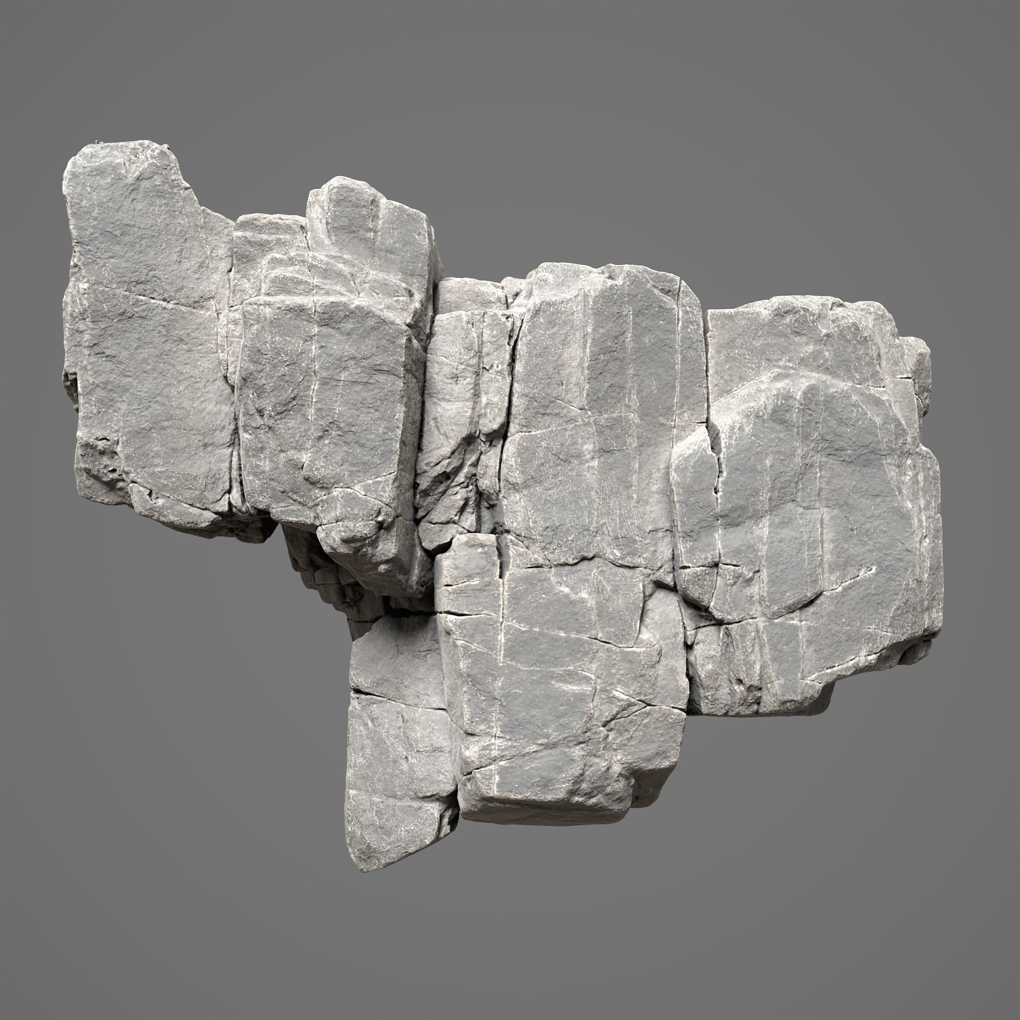 Low Poly Black Cracked Cliff Rock 231012 Low-poly 3D model_7