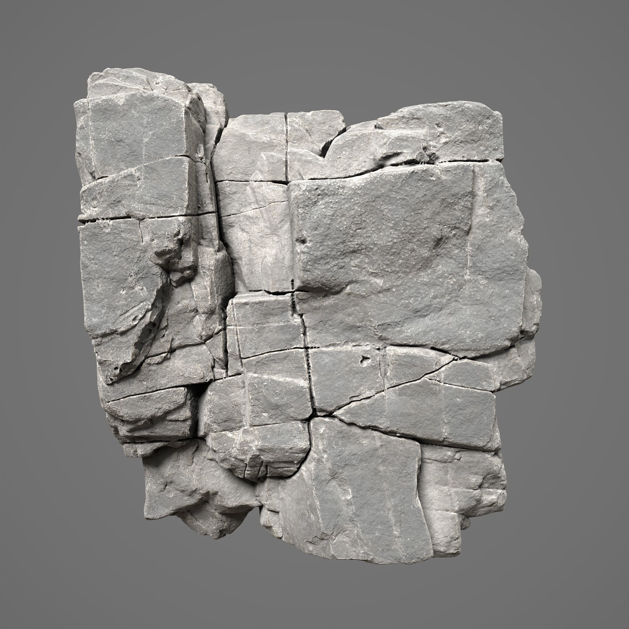 Low Poly Black Cracked Cliff Rock 231012 Low-poly 3D model_17