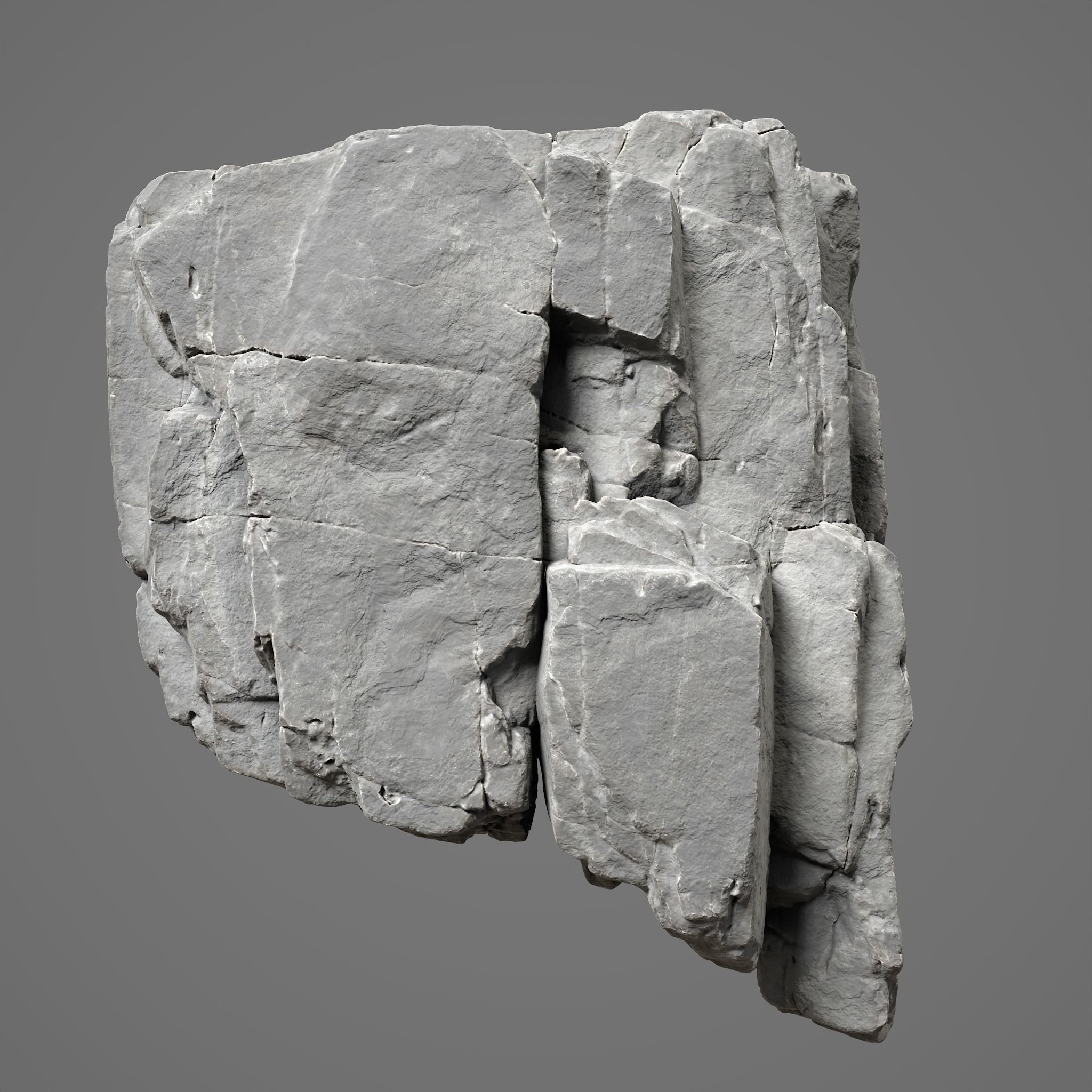 Low Poly Black Cracked Cliff Rock 231012 Low-poly 3D model_3