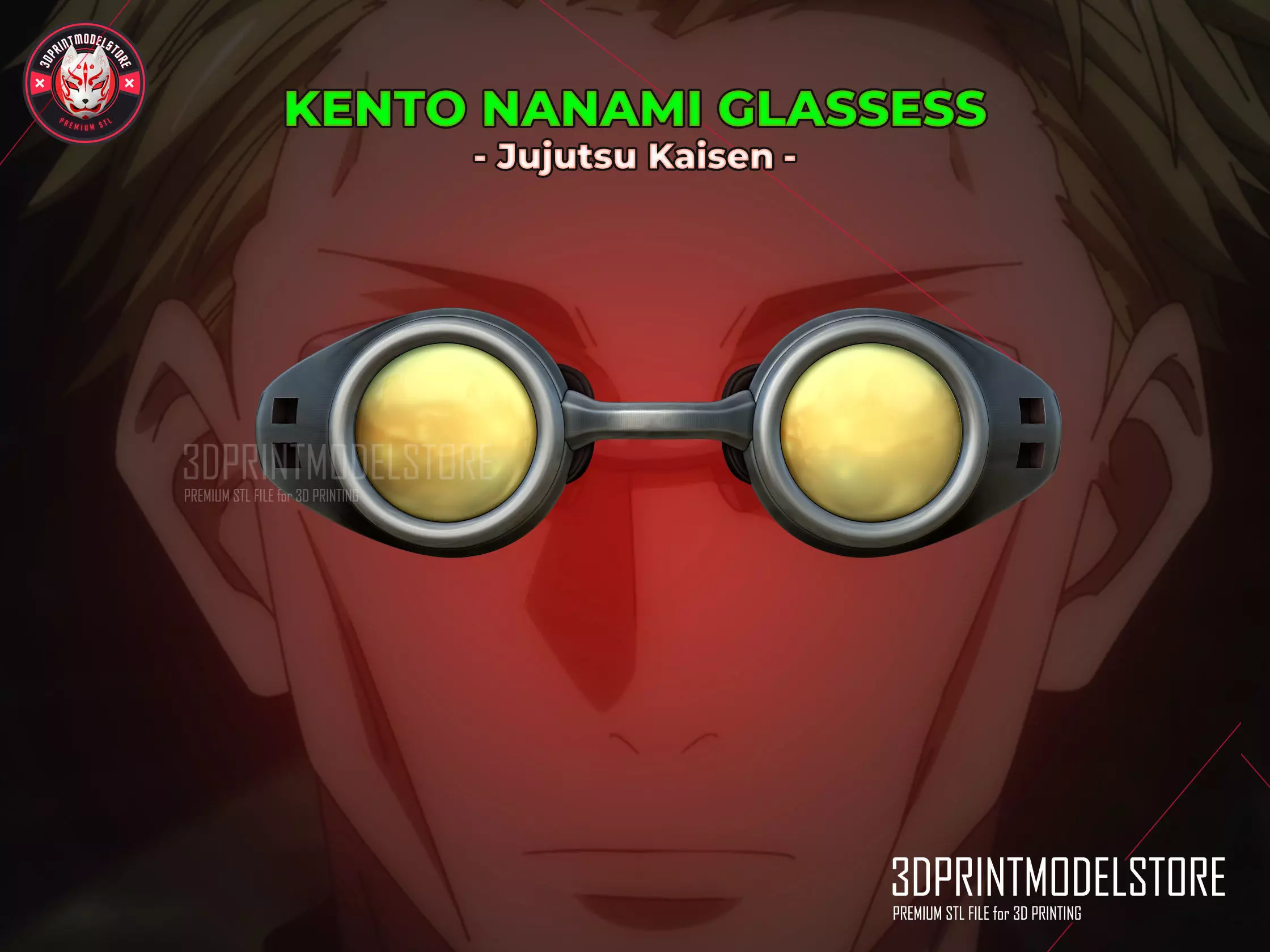 Kento Nanami Glassess - Jujutsu Kaisen Cosplay - Halloween Mask 3D print model_0