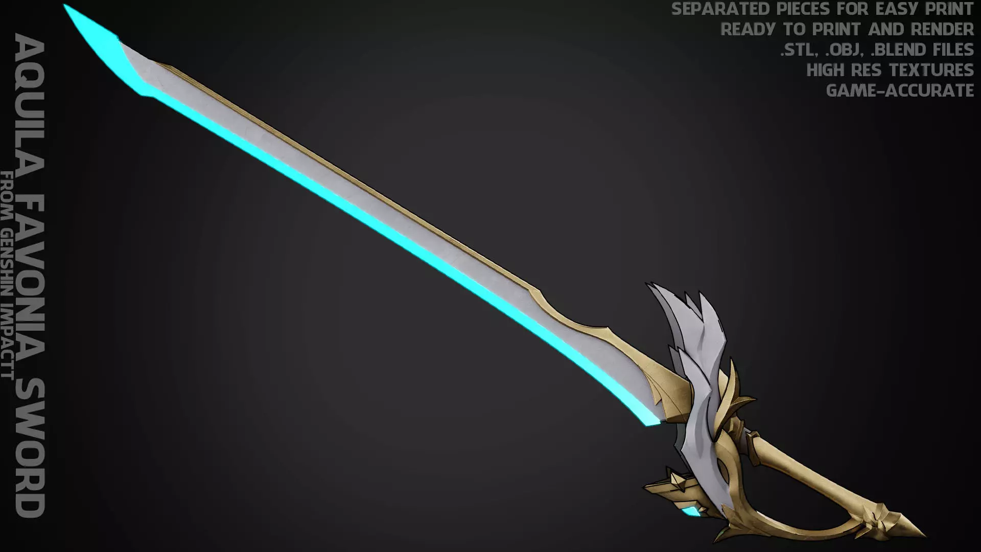 Genshin Impact Aquila Favonia Sword for Cosplay 3D print model_0