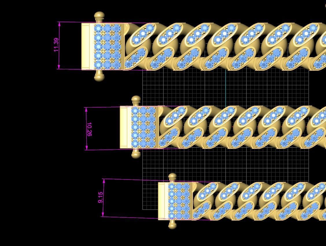 3 SIZE CUBAN LINK CHAIN FOR BRACELETS OR NECKLACE 3D print model 3D print model_3