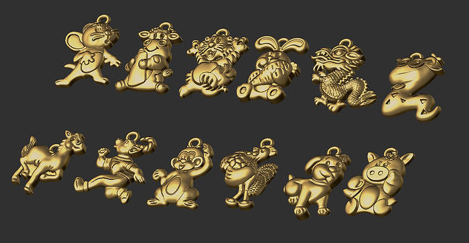 12 chinese zodiac animals 3D print model