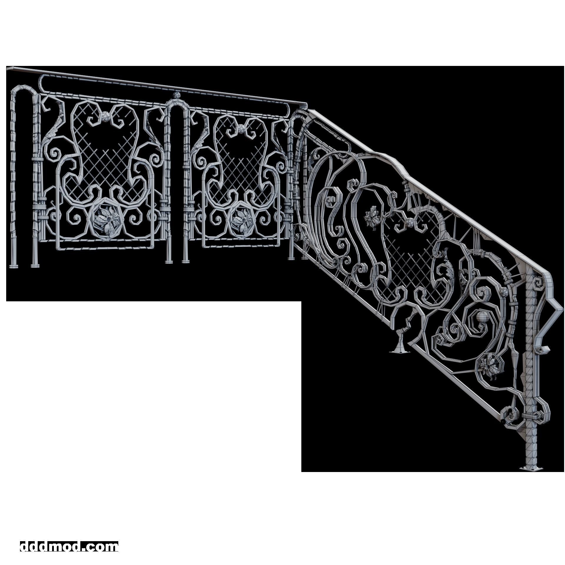 staircase forging free style 3D model_3