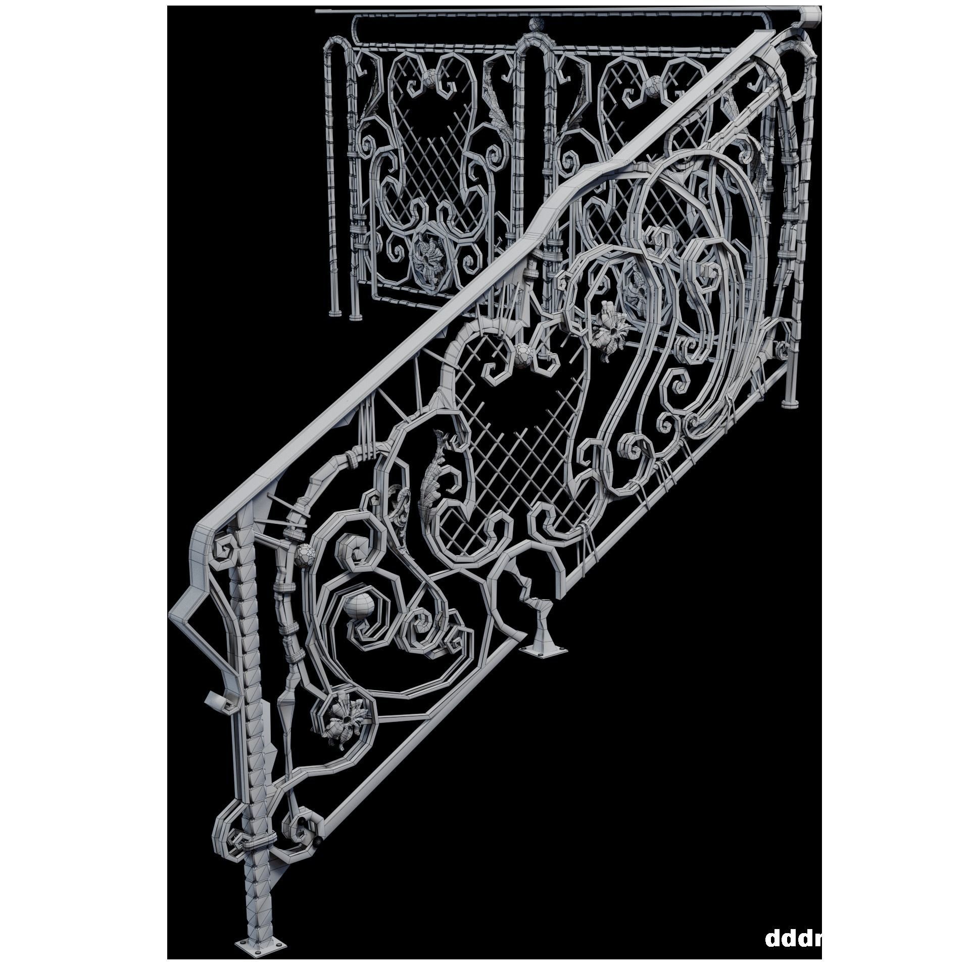 staircase forging free style 3D model_5