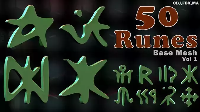 Runic Mesh 3D model 50 Runes Base Mesh Vol 3 VR / AR / low-poly | CGTrader