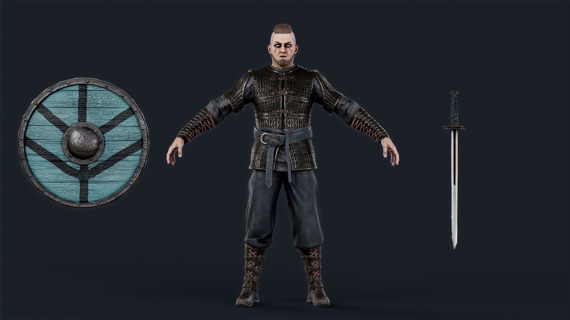 Viking 4 A pose Low-poly character redy for games Low-poly 3D model_12