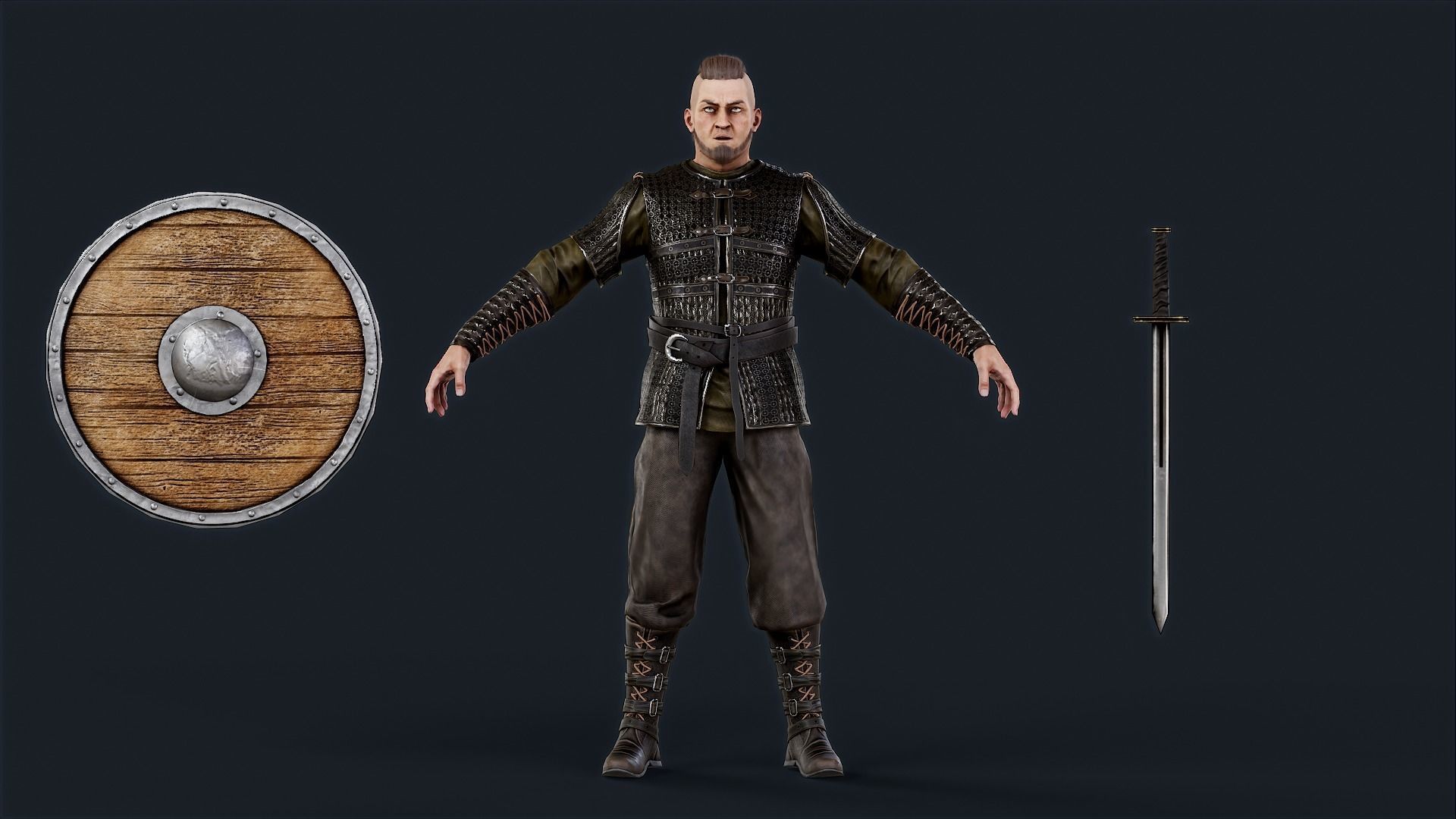 Viking 4 A pose Low-poly character redy for games Low-poly 3D model_13