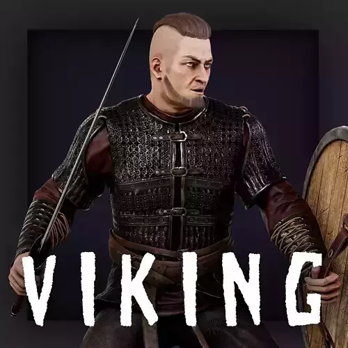 Viking 4 A pose Low-poly character redy for games Low-poly 3D model