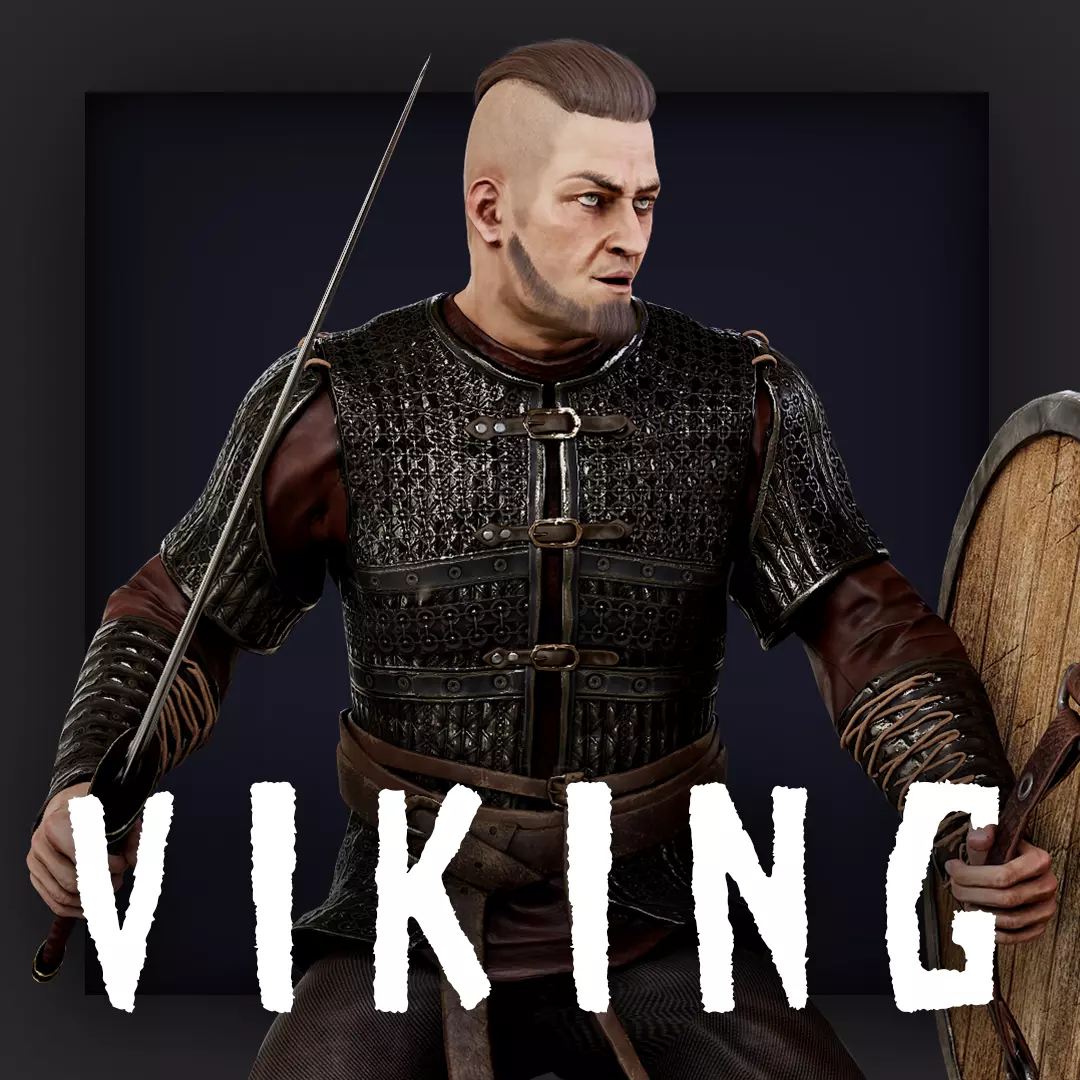 Viking 4 A pose Low-poly character redy for games Low-poly 3D model_0