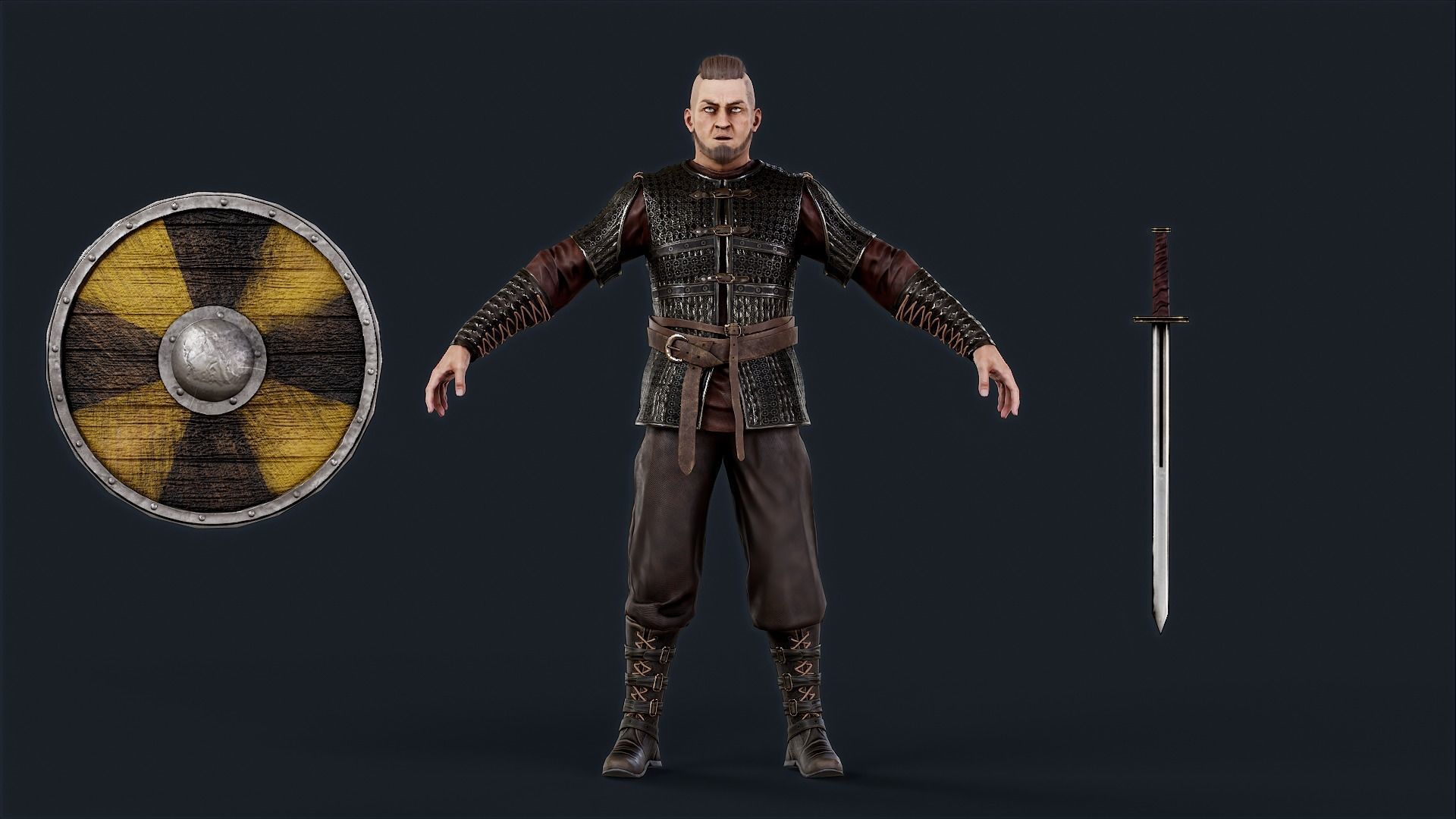 Viking 4 A pose Low-poly character redy for games Low-poly 3D model_11