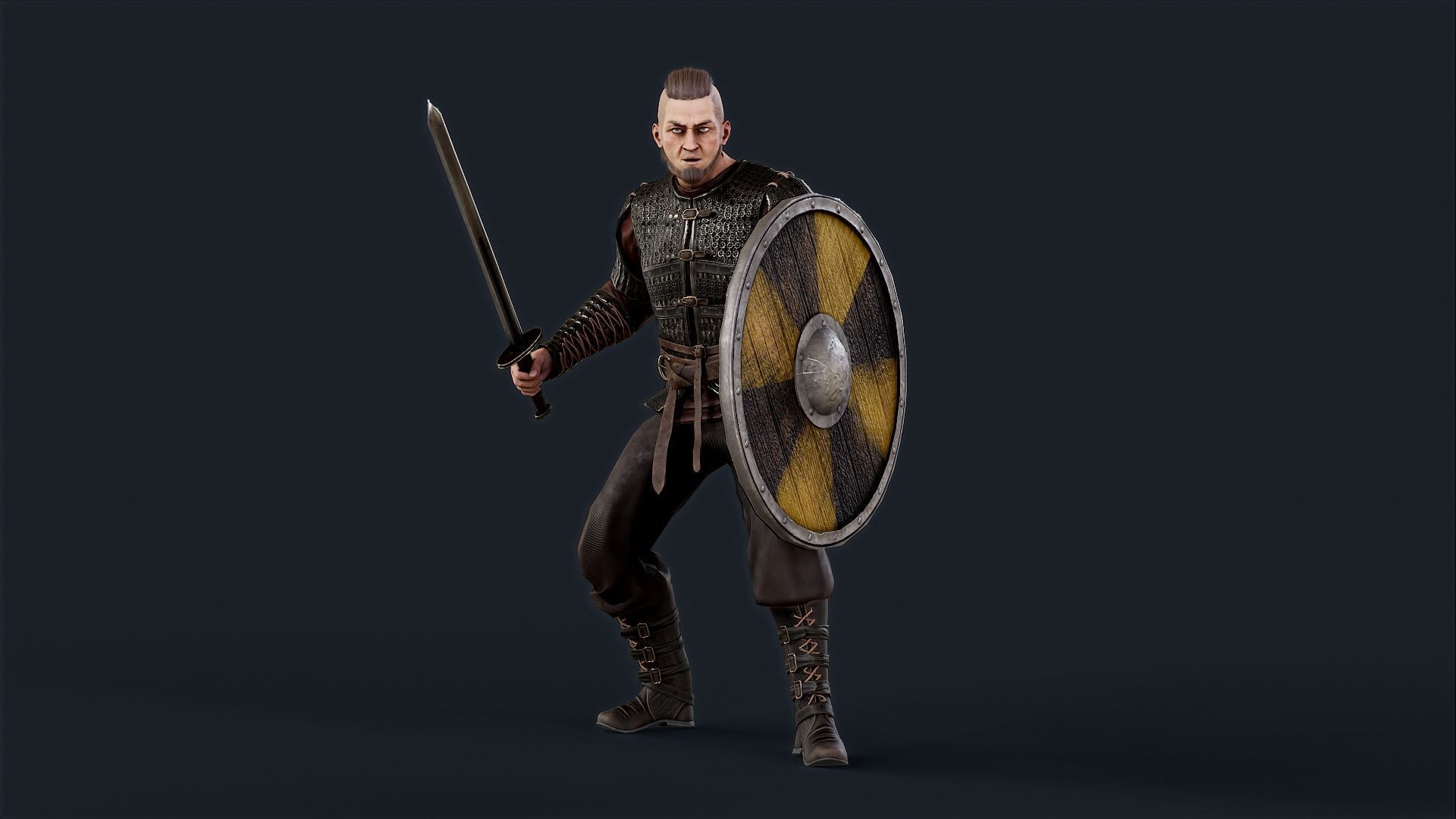 Viking 4 A pose Low-poly character redy for games Low-poly 3D model_5