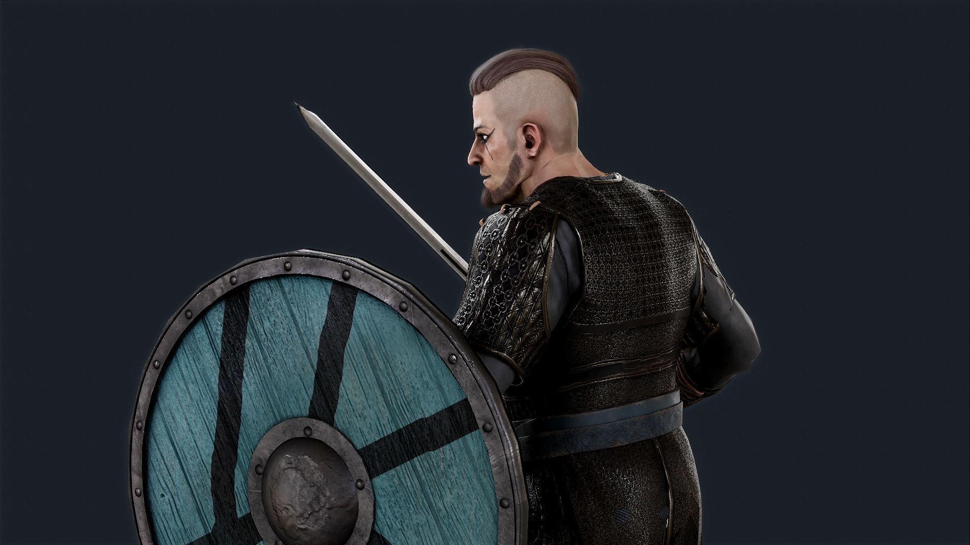 Viking 4 A pose Low-poly character redy for games Low-poly 3D model_4