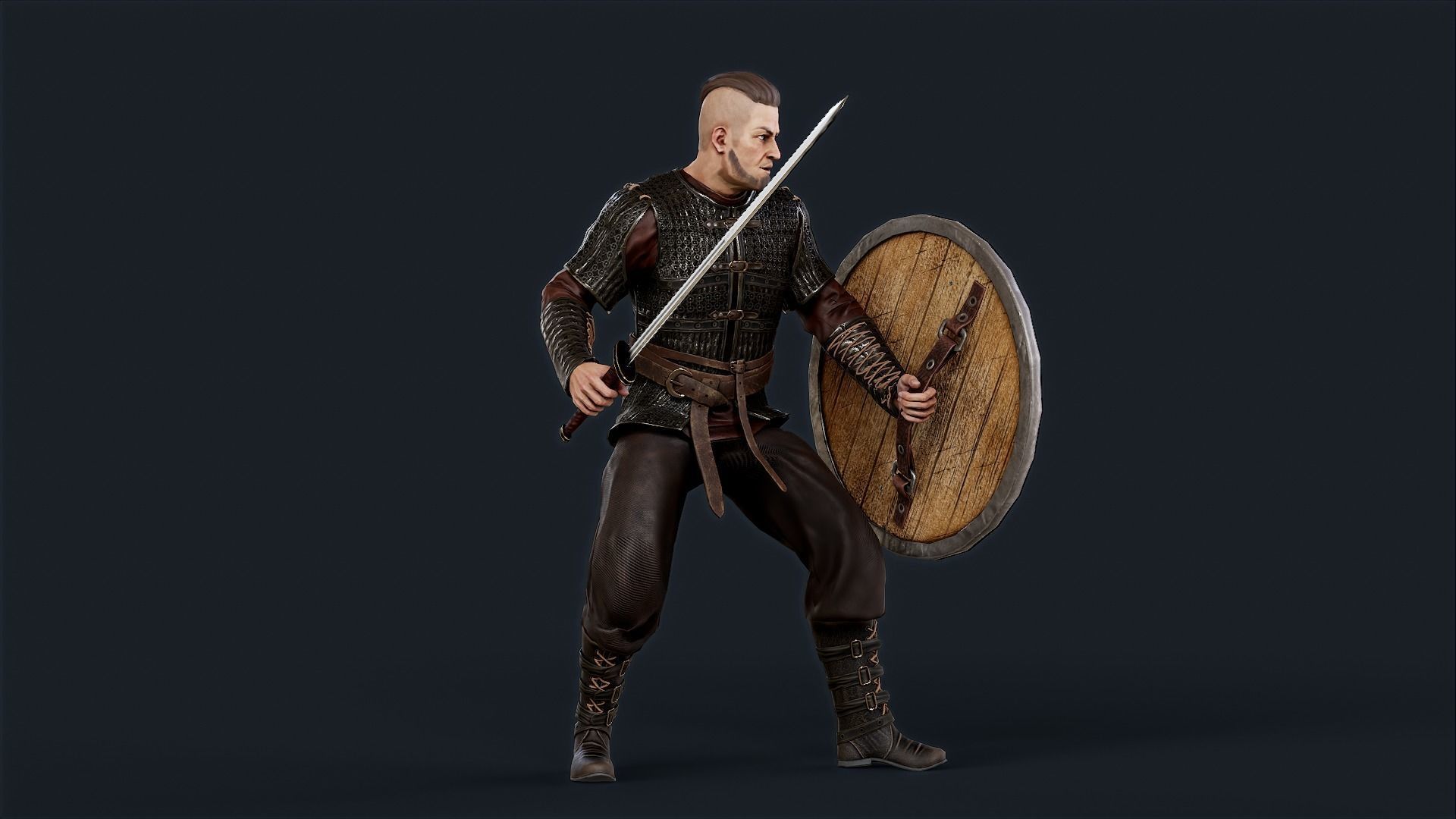 Viking 4 A pose Low-poly character redy for games Low-poly 3D model_10