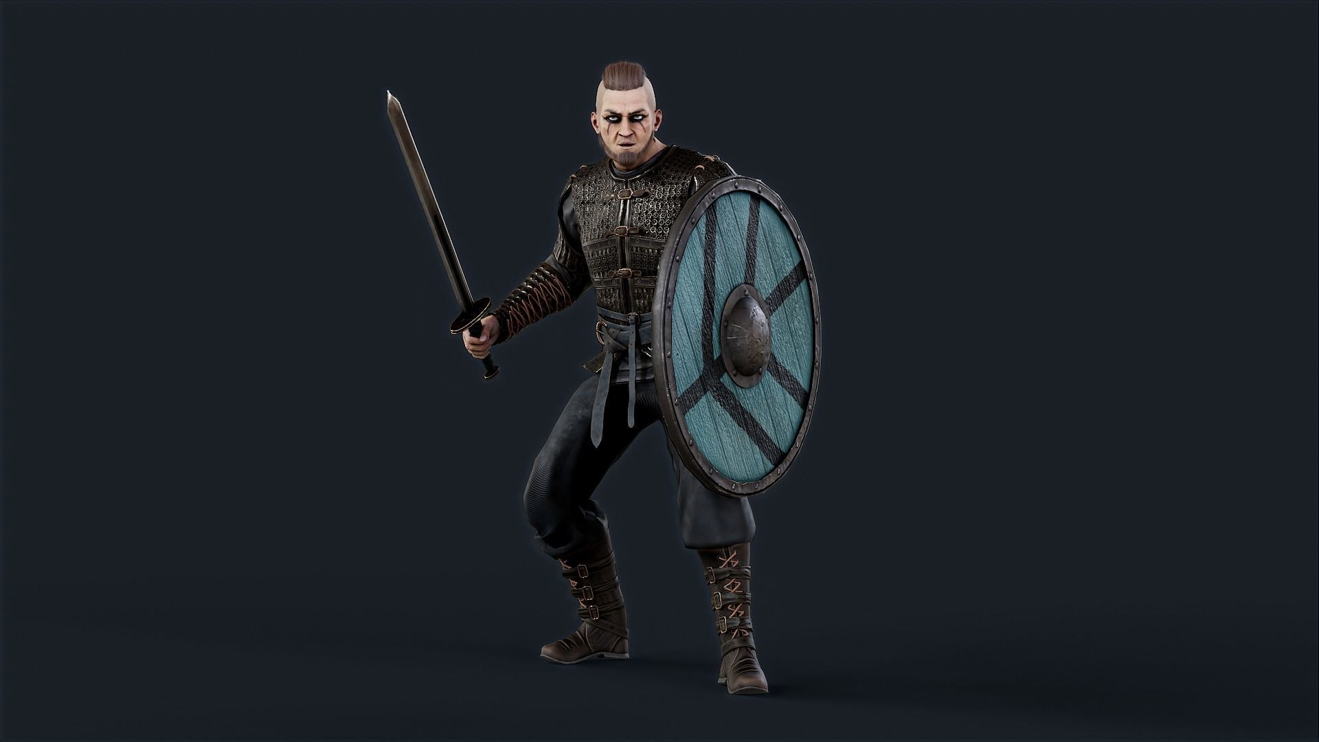 Viking 4 A pose Low-poly character redy for games Low-poly 3D model_6