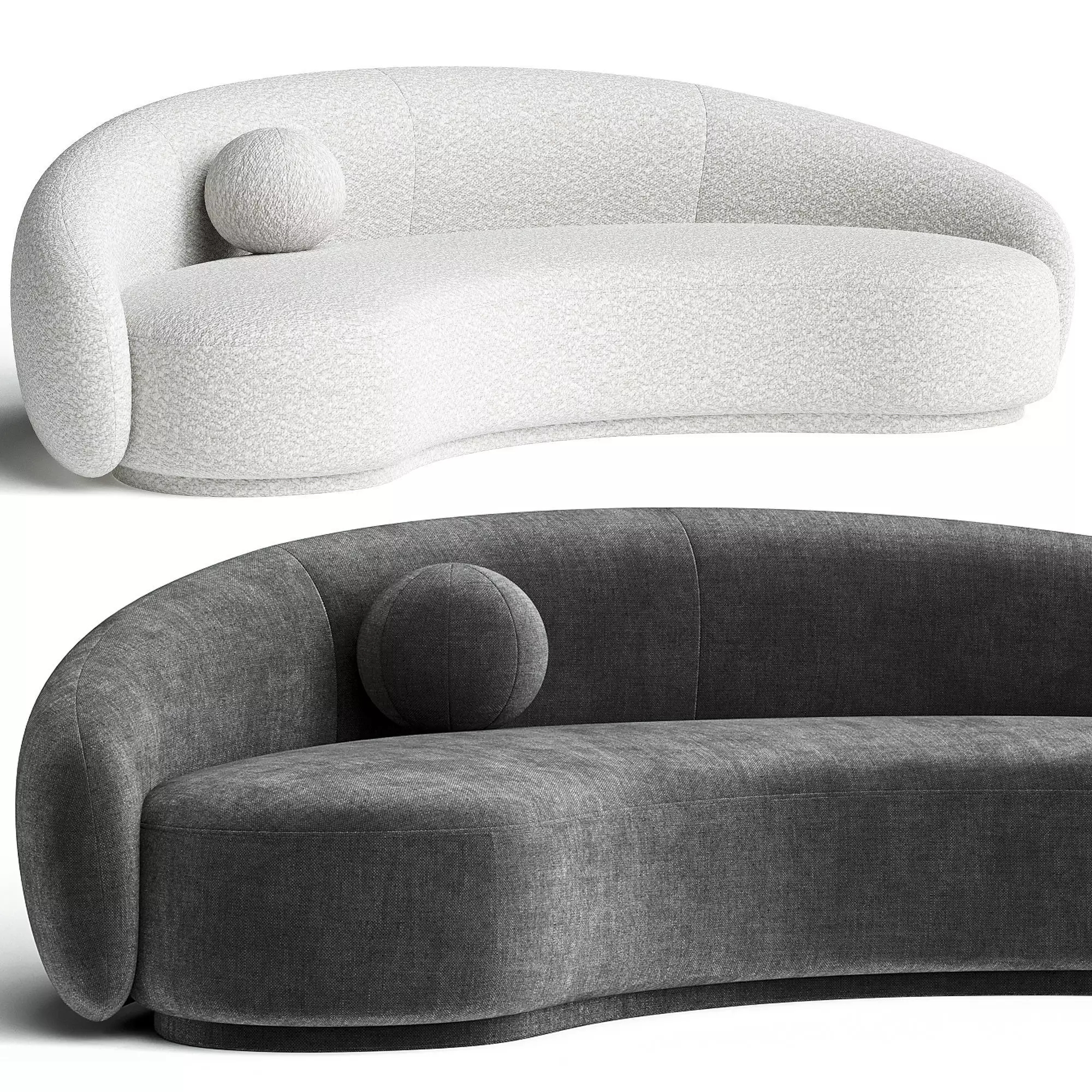 Boucle Curved Sofa 3D model_0