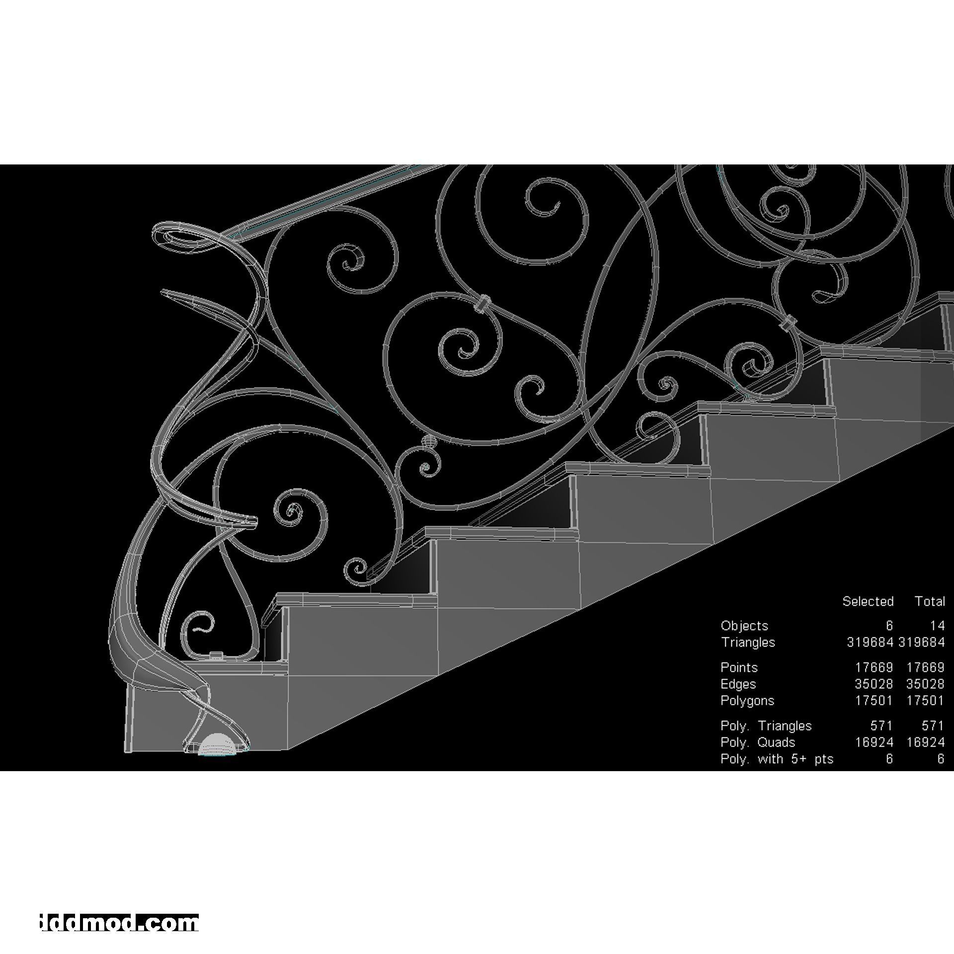 stair railings forging curl style 3D model_6