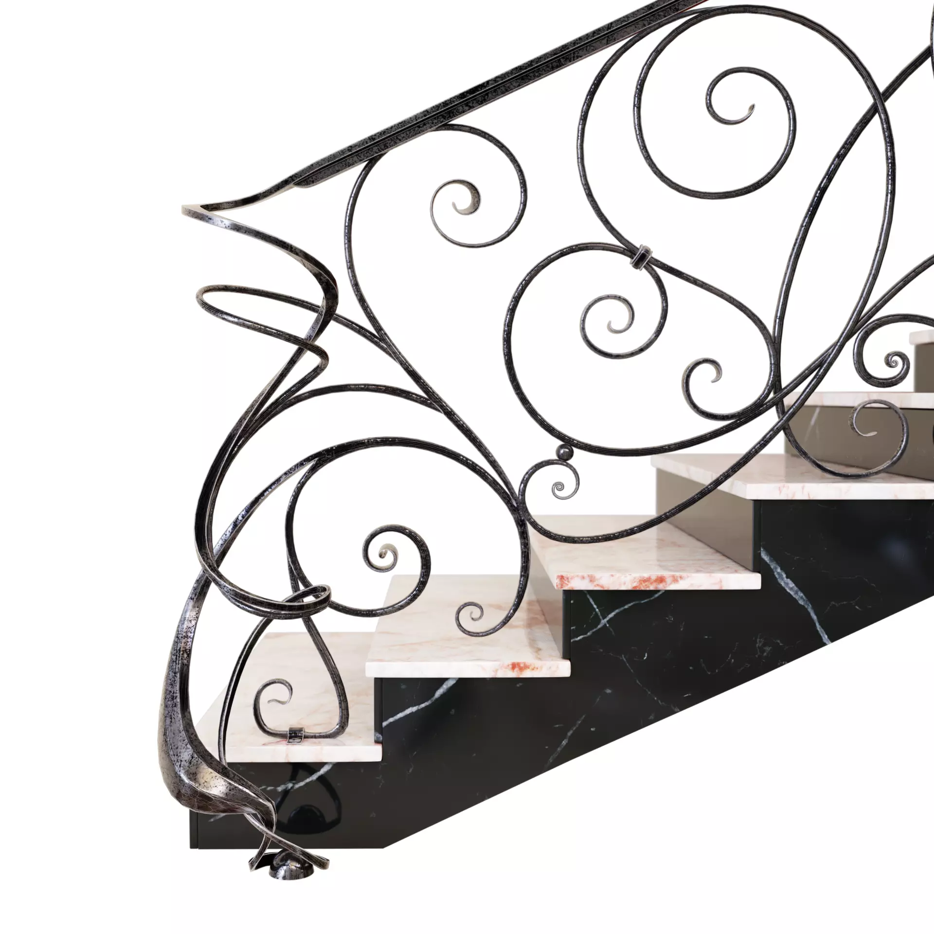 stair railings forging curl style 3D model_0