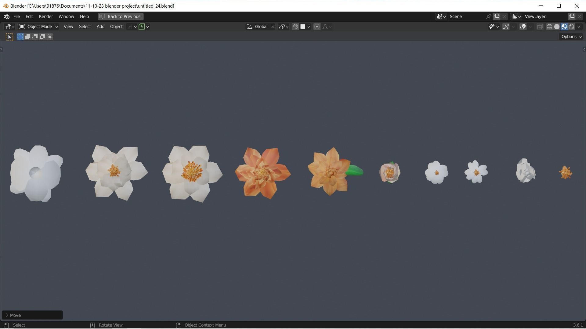 Low-Poly Geometric Flower - 3D Game Asset Low-poly 3D model_1