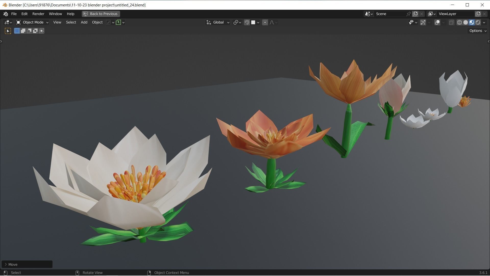 Low-Poly Geometric Flower - 3D Game Asset Low-poly 3D model_3