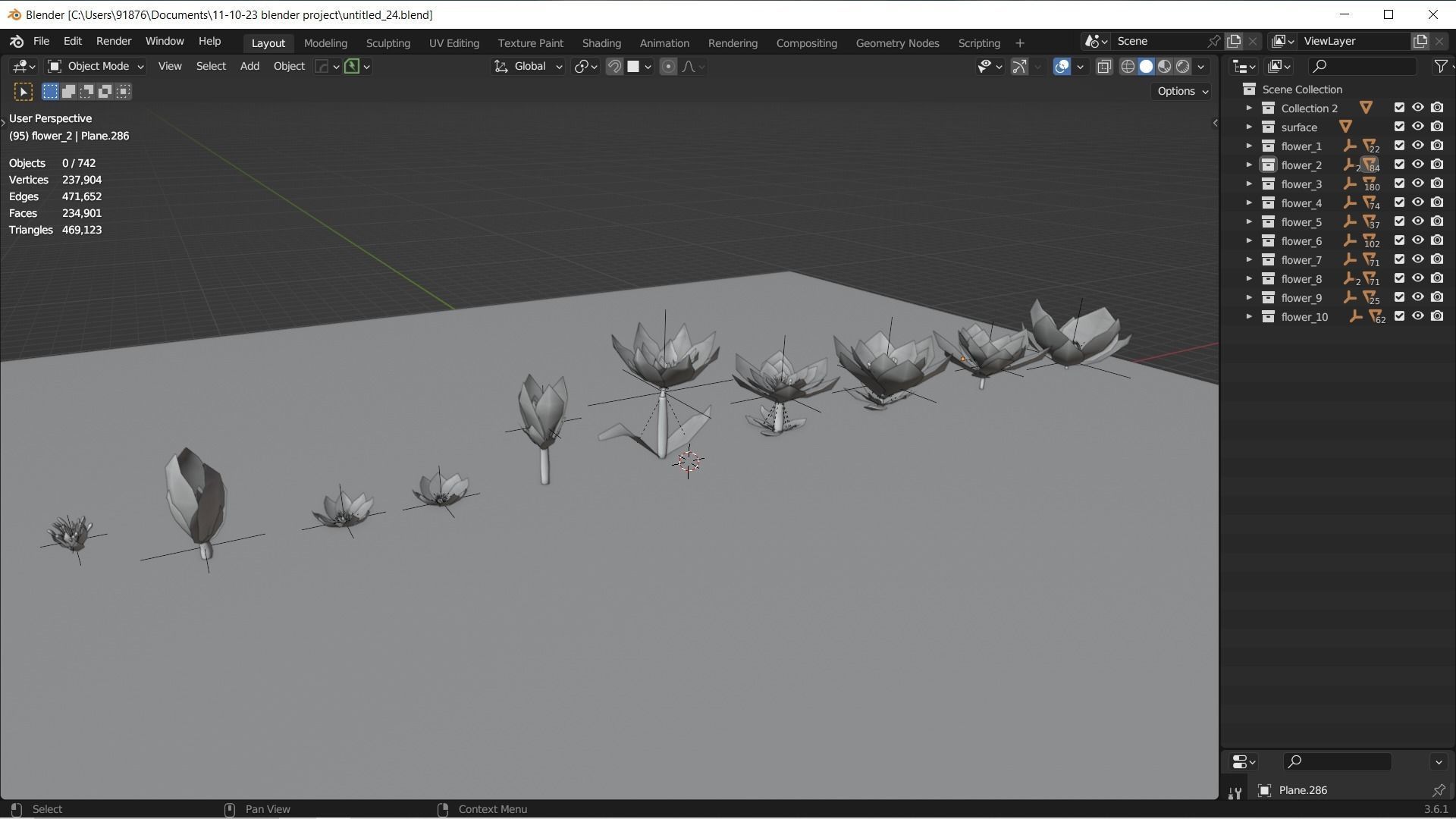 Low-Poly Geometric Flower - 3D Game Asset Low-poly 3D model_33