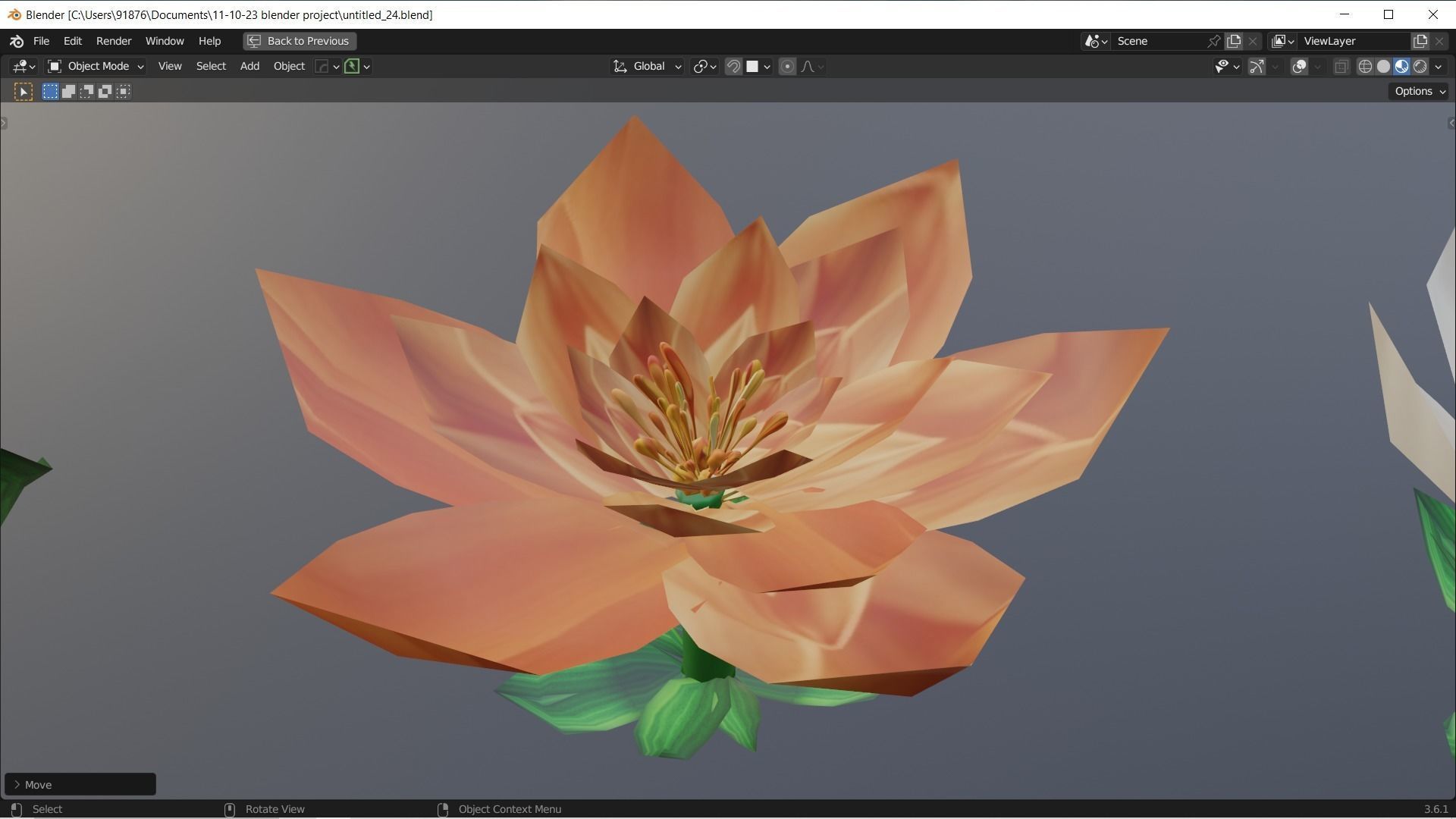 Low-Poly Geometric Flower - 3D Game Asset Low-poly 3D model_10