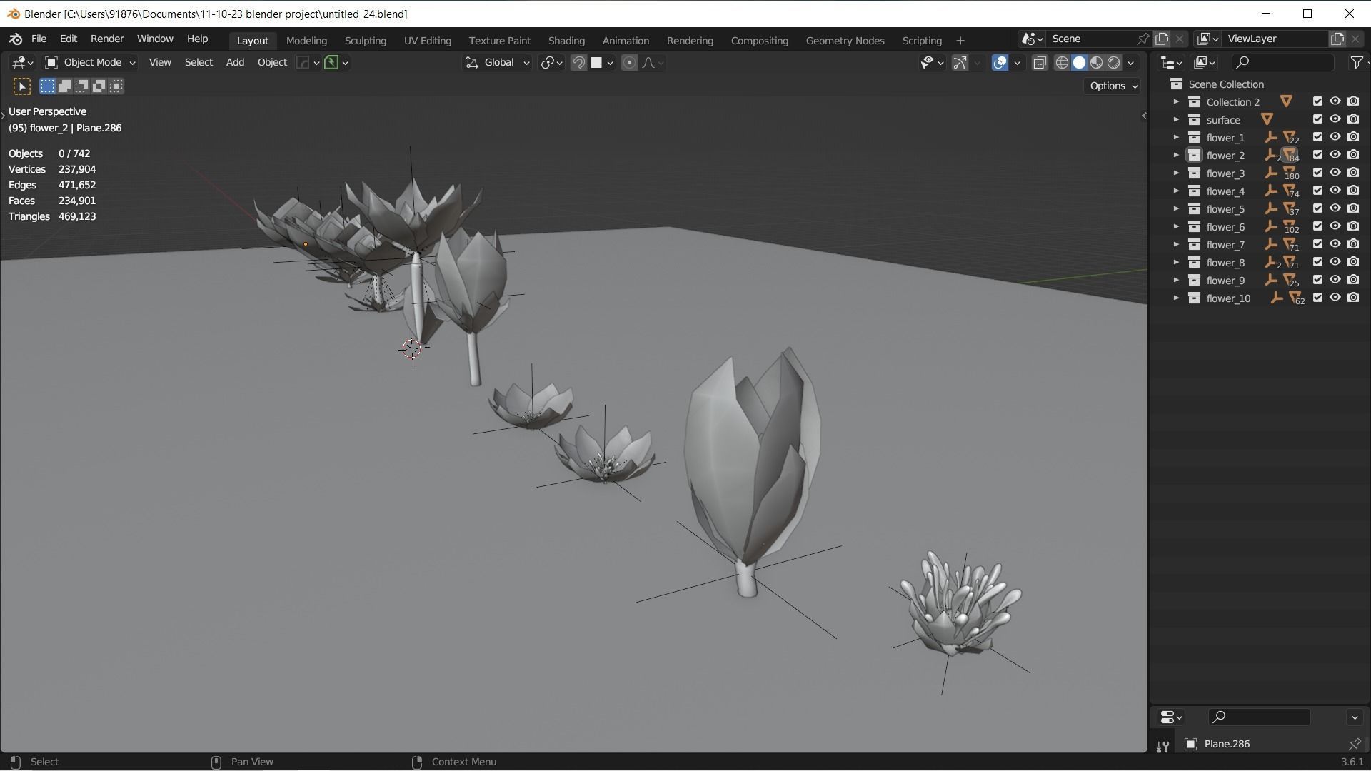 Low-Poly Geometric Flower - 3D Game Asset Low-poly 3D model_31