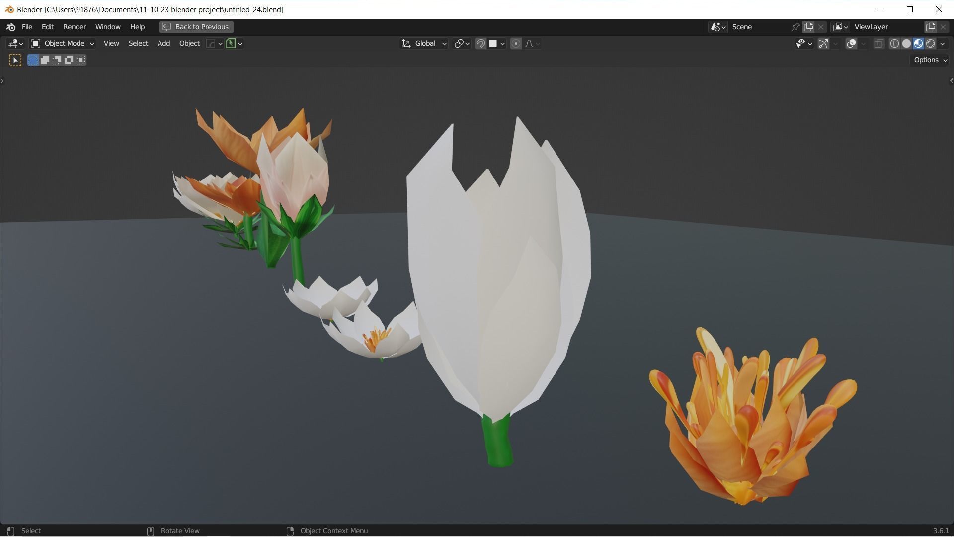 Low-Poly Geometric Flower - 3D Game Asset Low-poly 3D model_23
