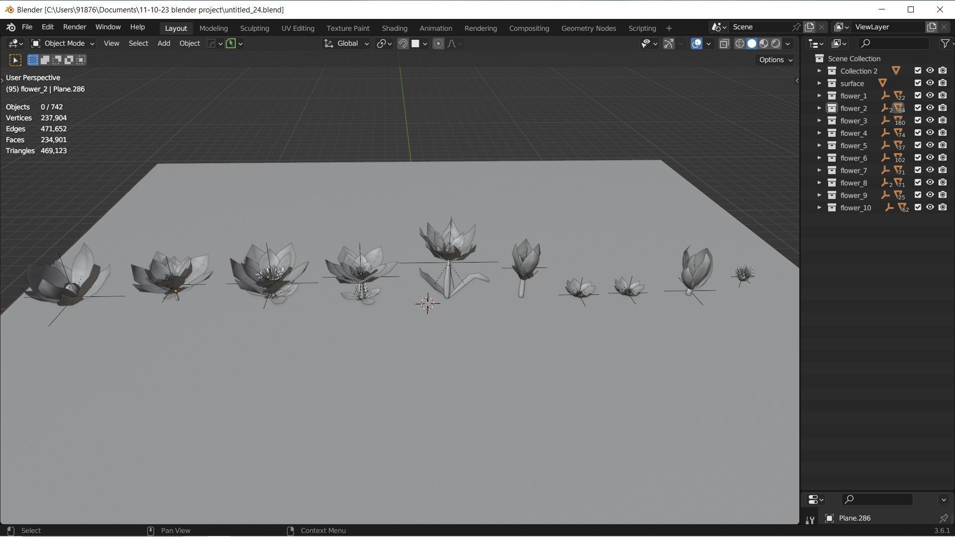 Low-Poly Geometric Flower - 3D Game Asset Low-poly 3D model_32