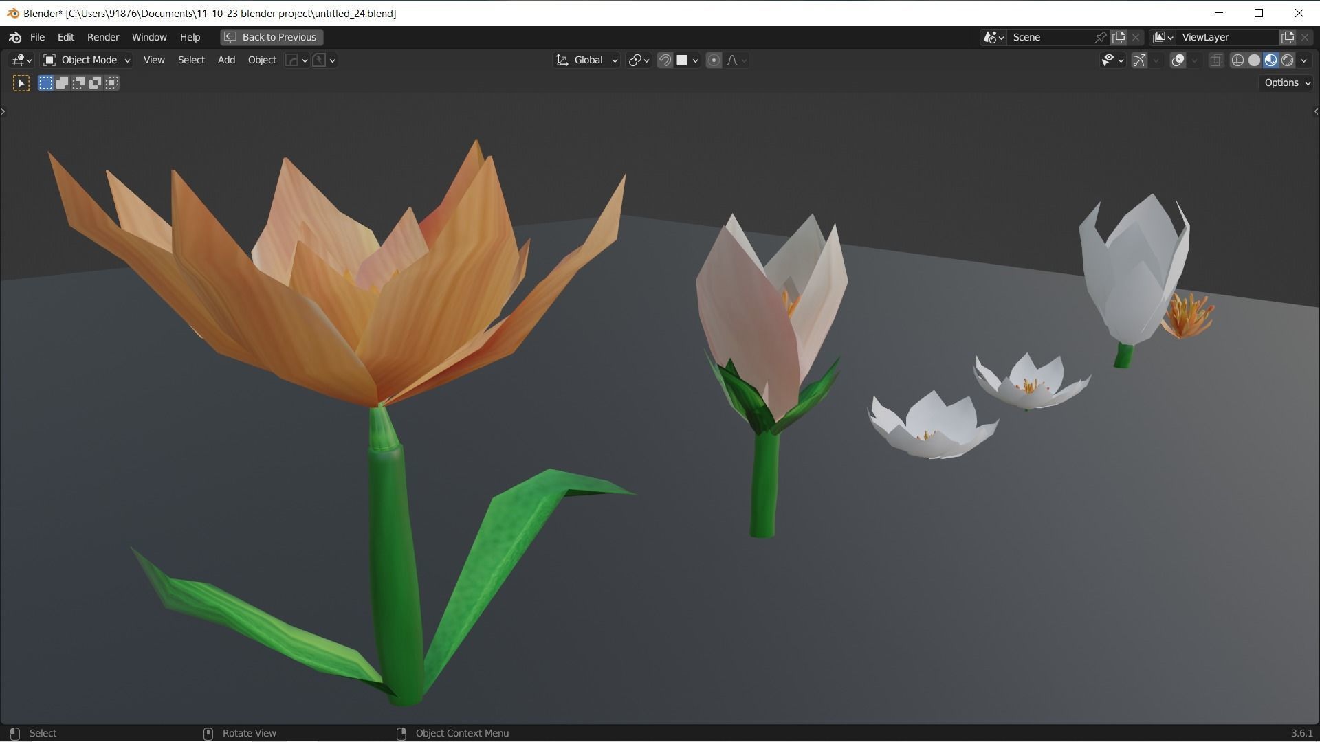 Low-Poly Geometric Flower - 3D Game Asset Low-poly 3D model_4