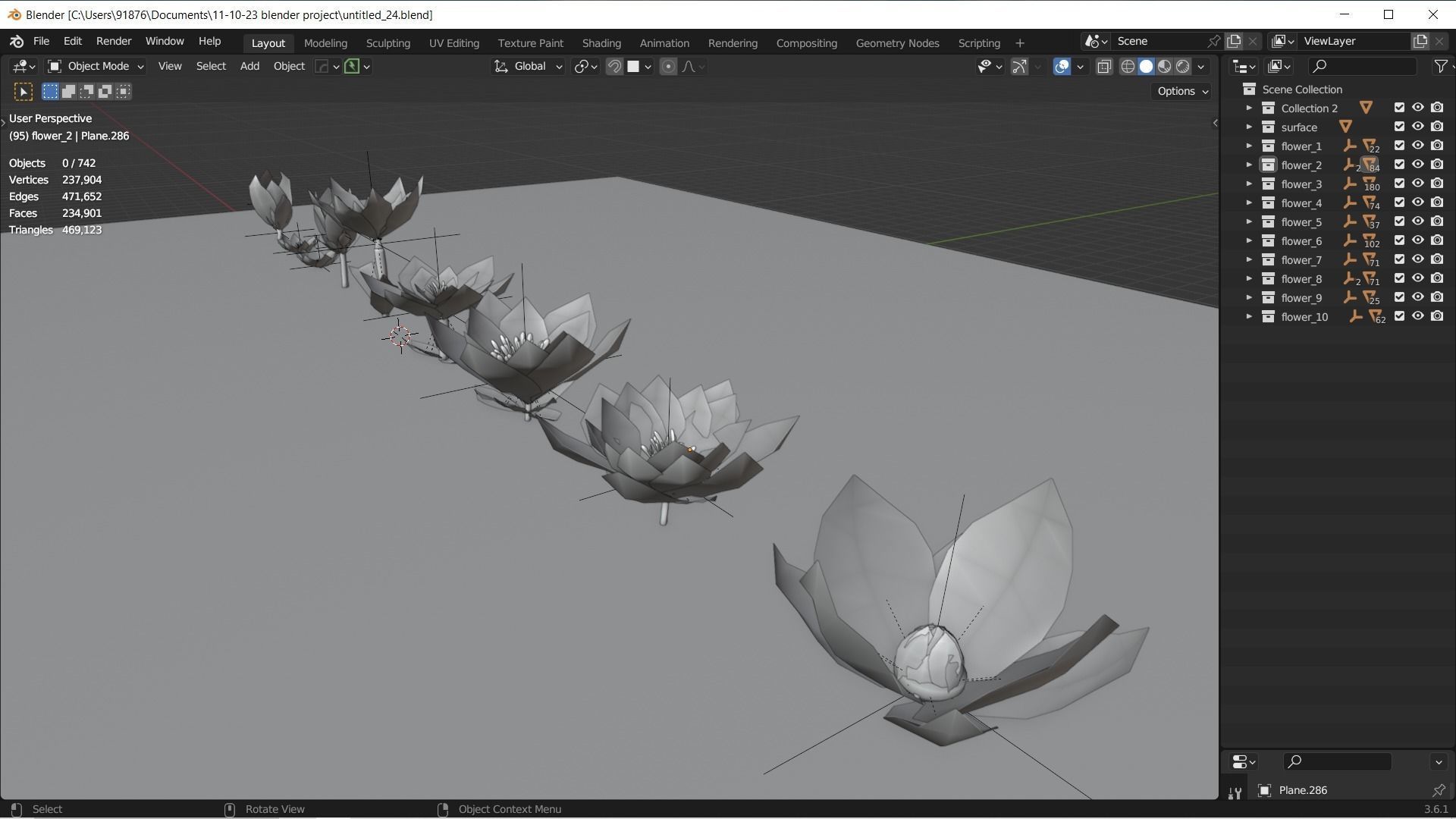 Low-Poly Geometric Flower - 3D Game Asset Low-poly 3D model_29