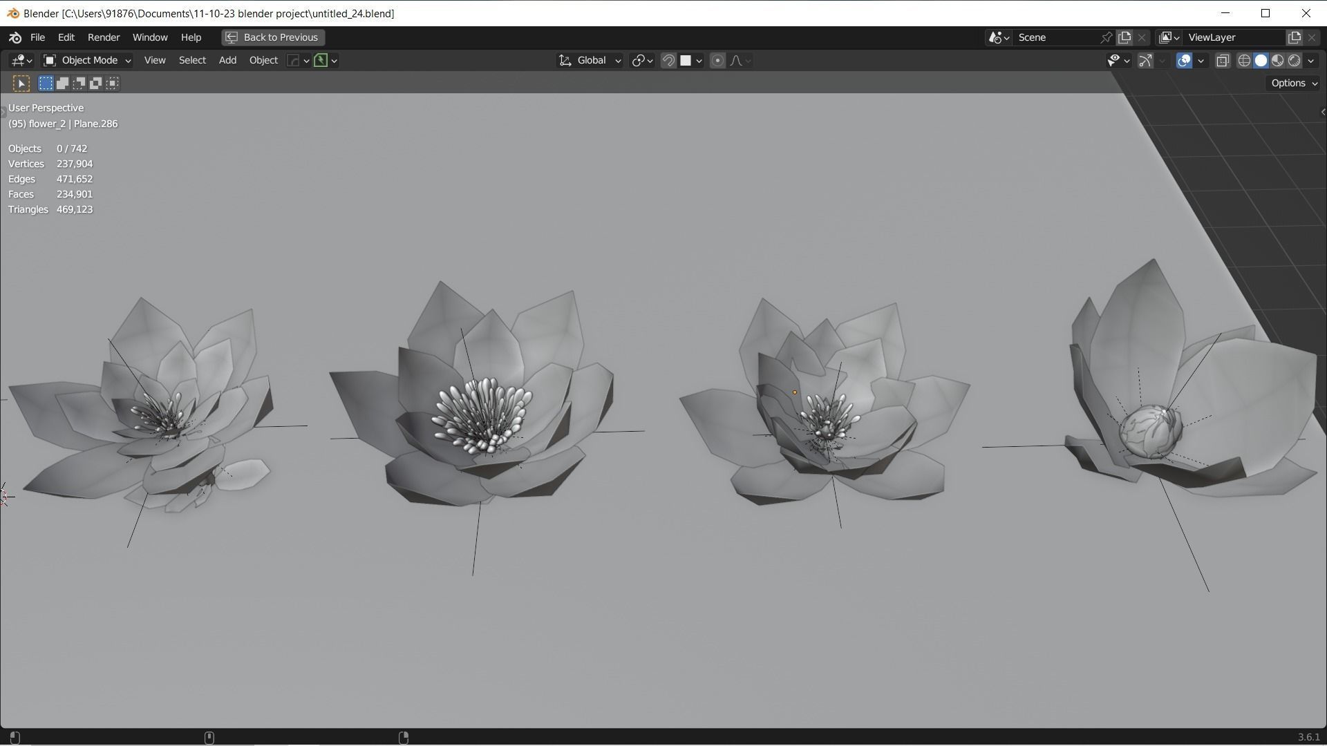 Low-Poly Geometric Flower - 3D Game Asset Low-poly 3D model_30