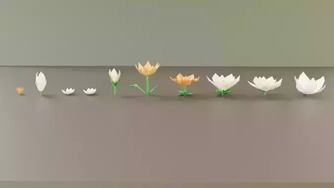 Low-Poly Geometric Flower - 3D Game Asset