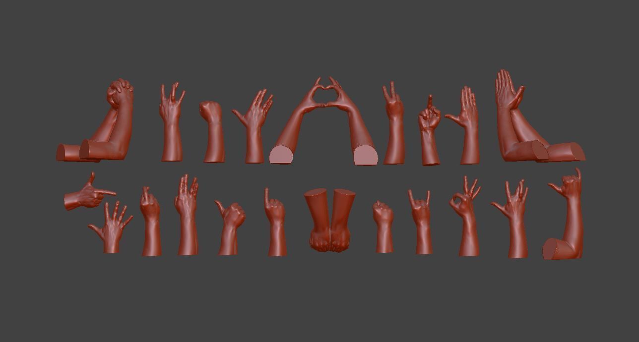 human hand signs and gestures 3D print model_1