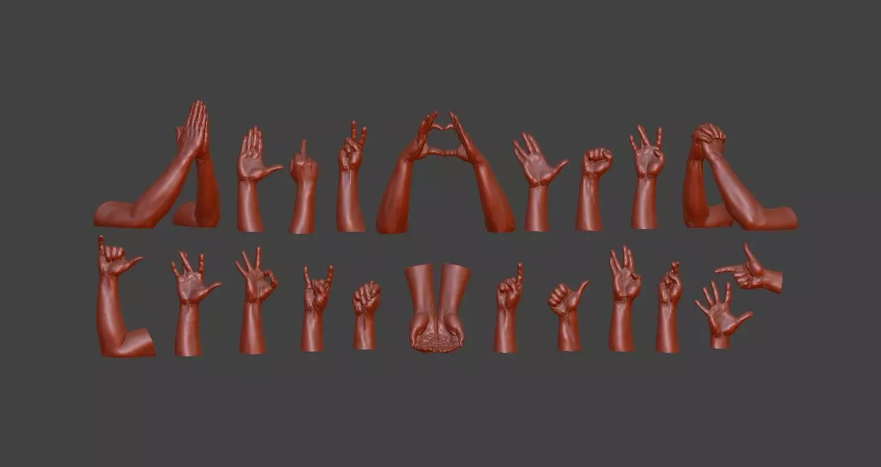 human hand signs and gestures 3D print model_0