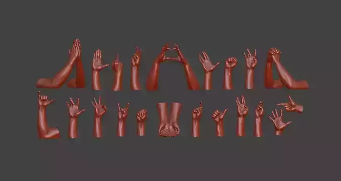 human hand signs and gestures 3D print model