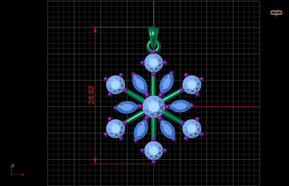 Diamond snowflake pendant 3D print model_18