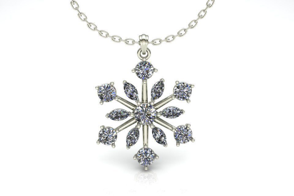 Diamond snowflake pendant 3D print model_1