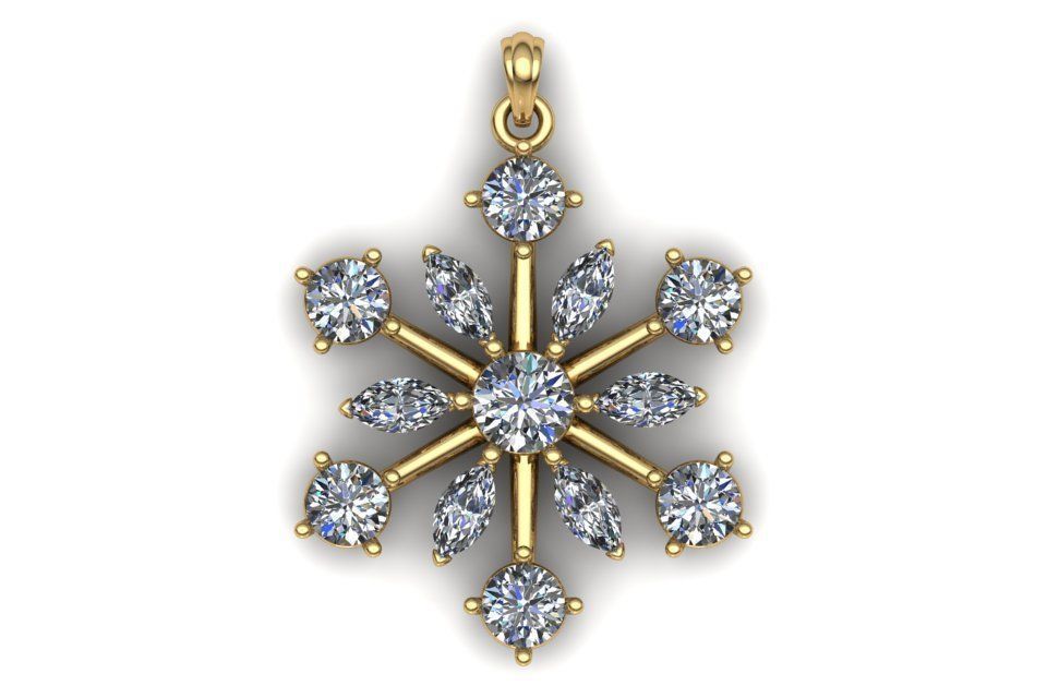 Diamond snowflake pendant 3D print model_17