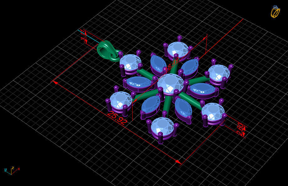 Diamond snowflake pendant 3D print model_6