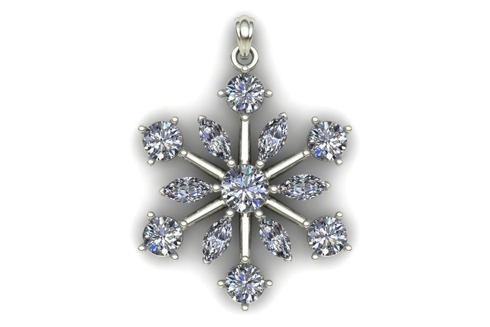 Diamond snowflake pendant 3D print model_15