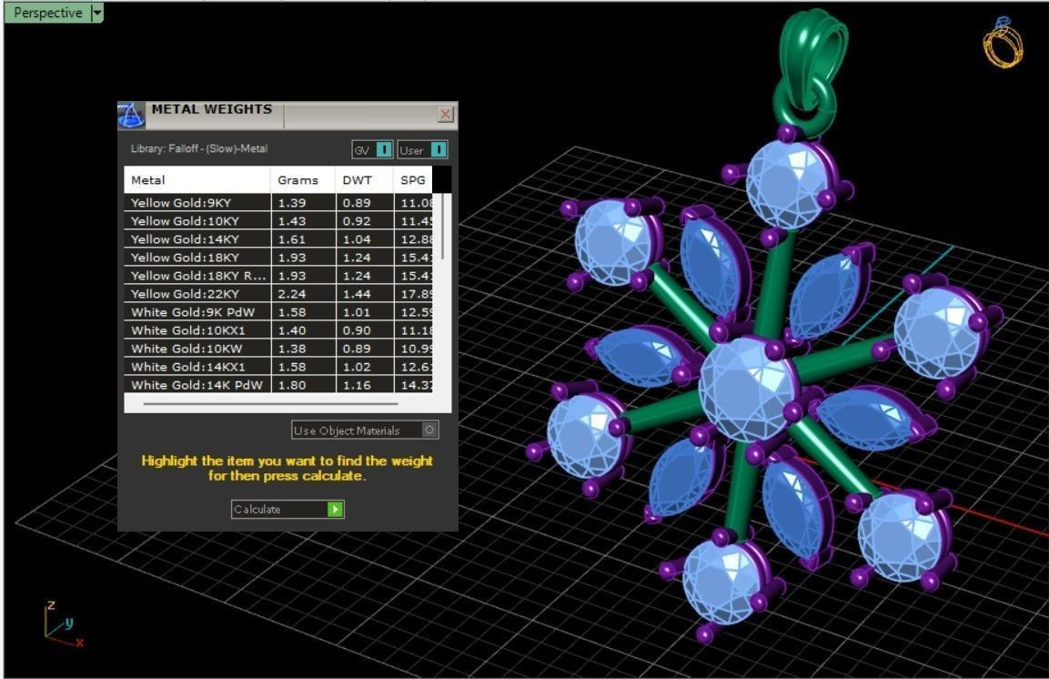 Diamond snowflake pendant 3D print model_5