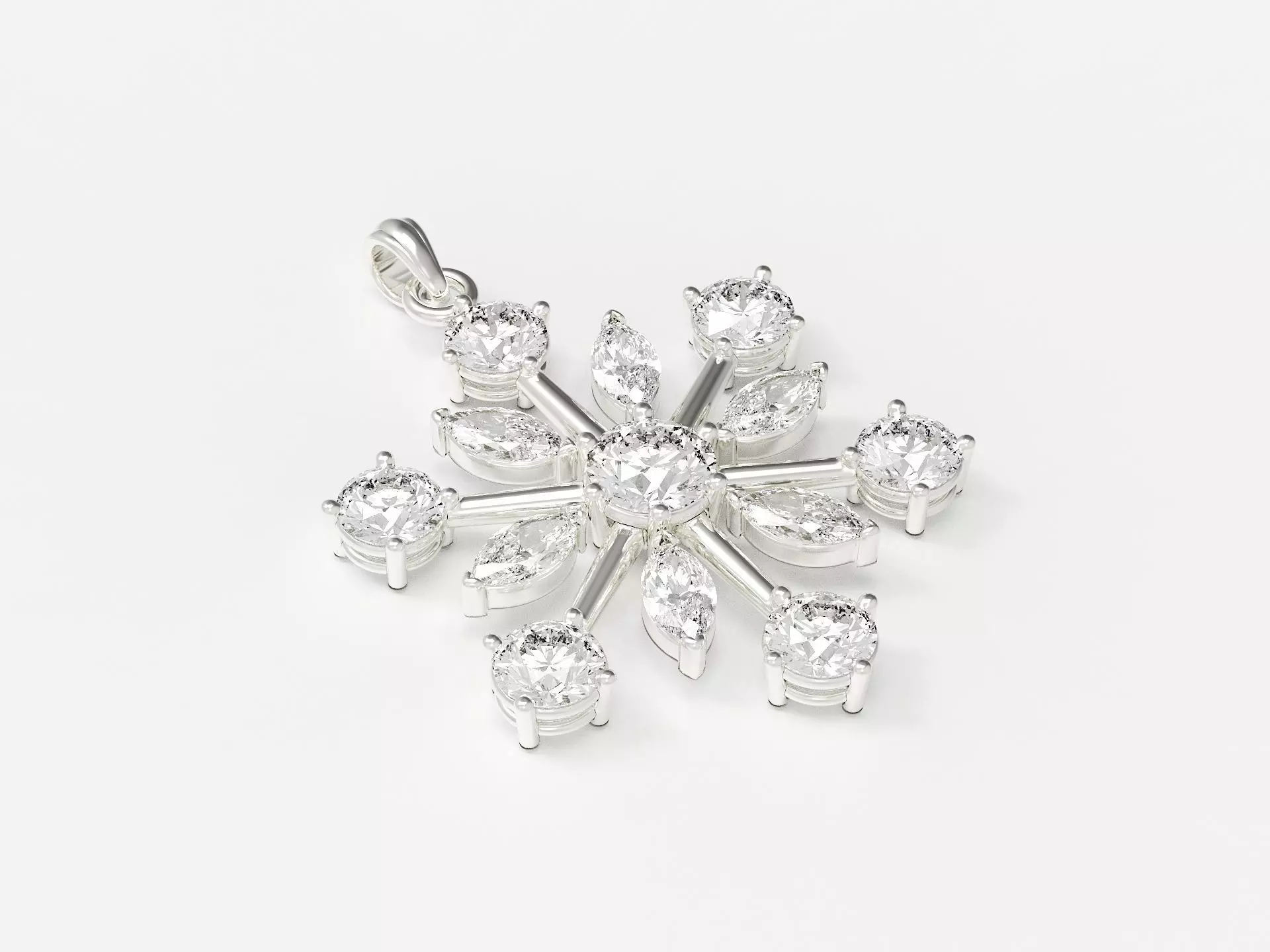 Diamond snowflake pendant 3D print model_0