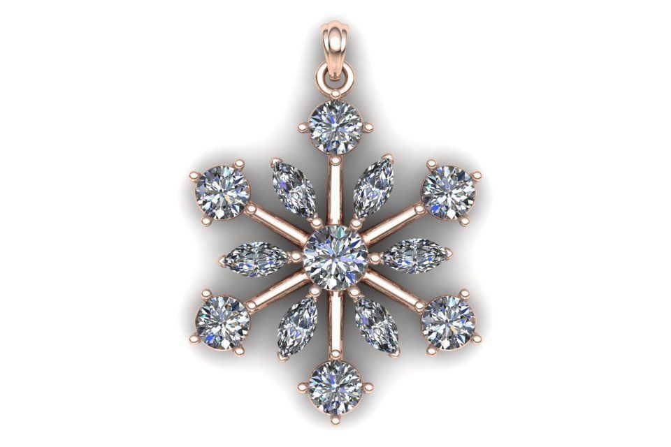 Diamond snowflake pendant 3D print model_16